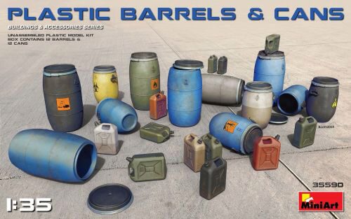 MiniArt 35590 Plastic Barrels & Cans