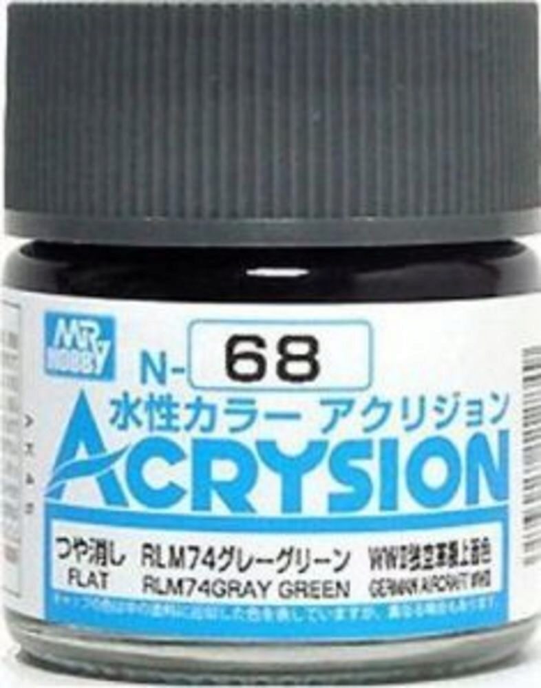 Mr Hobby - Gunze N-068 Acrysion (10 ml) RLM74 Gray Green seidenmatt