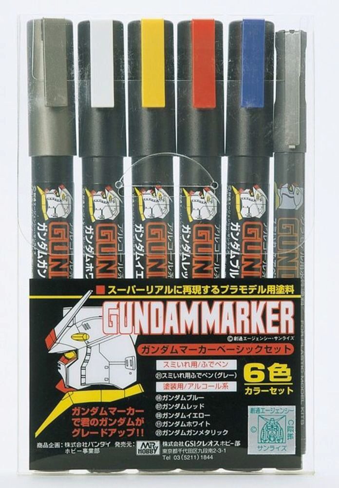 Mr Hobby - Gunze AMS-105 Gundam Marker Basic 6 Color Set