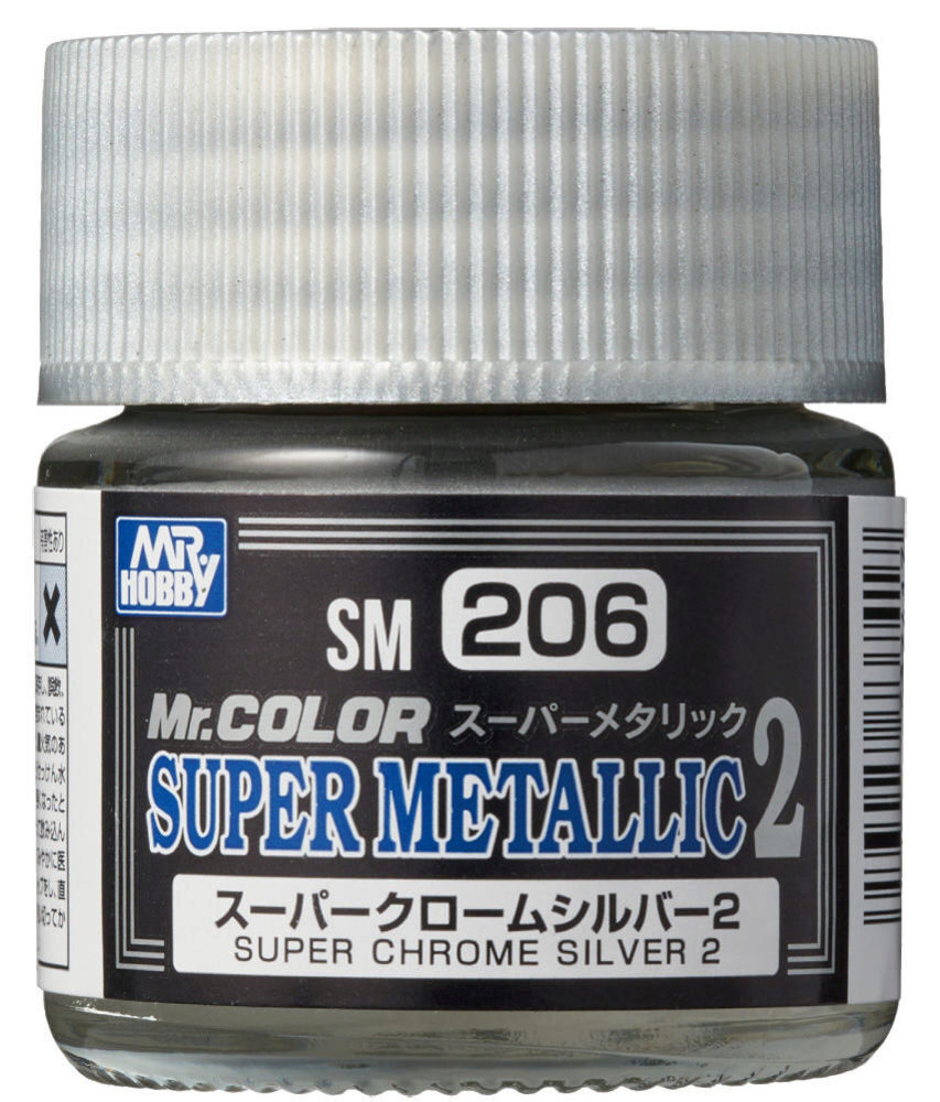 Mr Hobby - Gunze SM-206 Mr. Color Super Metallic Colors II(10 ml)Super Chrome Silver II