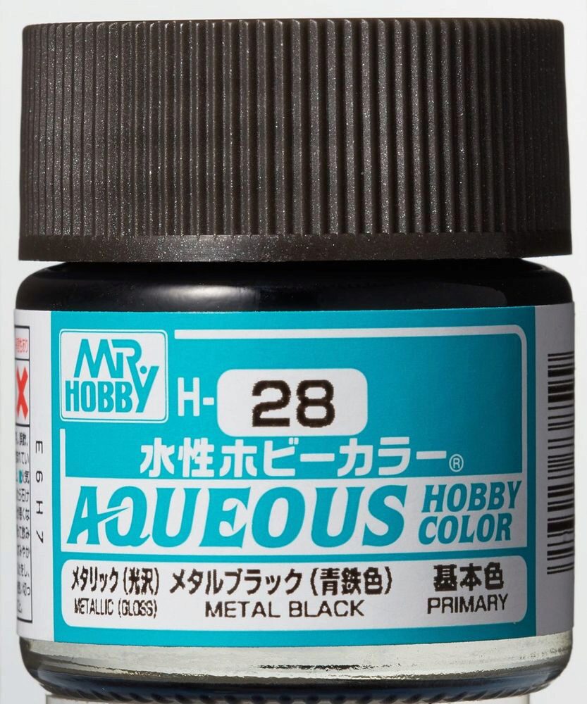 Mr Hobby - Gunze H-028 Aqueous Hobby Colors (10 ml) Metal Black glänzend