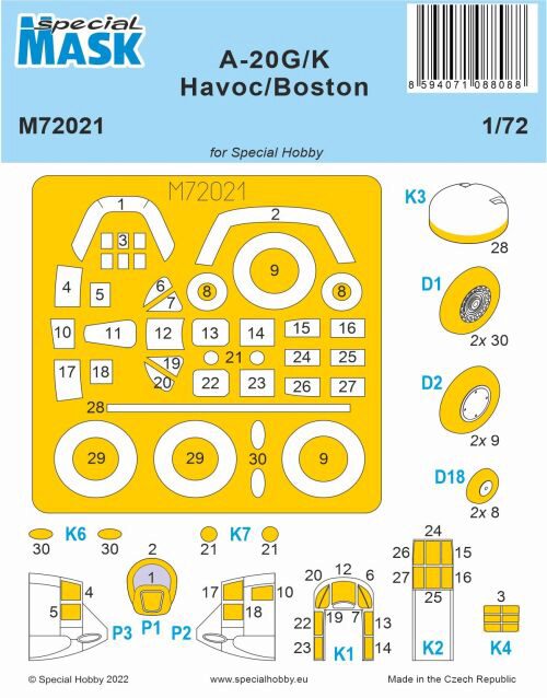 Special Hobby M72021 A-20G/K Havoc/Boston MASK 1/72