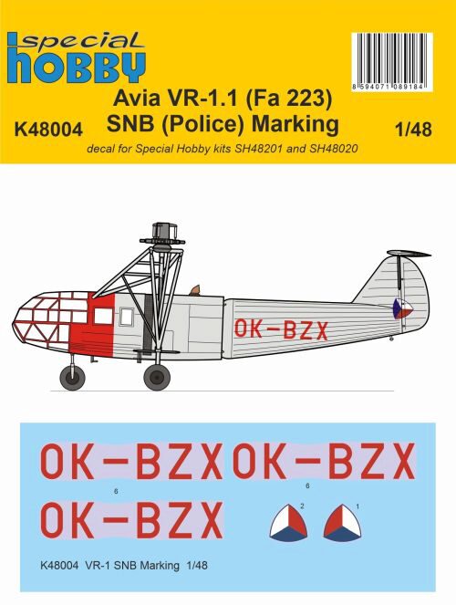 Special Hobby K48004 VR-1 SNB Marking Decal 1/48