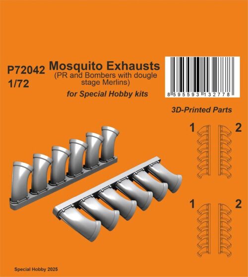 Special Hobby 129-P72042 Mosquito Exhausts (PR and Bombers with two stage Merlins)
