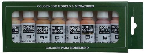 Vallejo 70124 Farb-Set, Gesichts- und Hauttöne, 8 x 17 ml