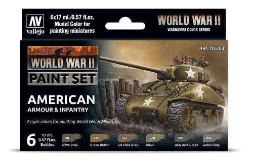 Vallejo 70203 Farb-Set, US-amerikanische Panzerung und Infanterie, WWII