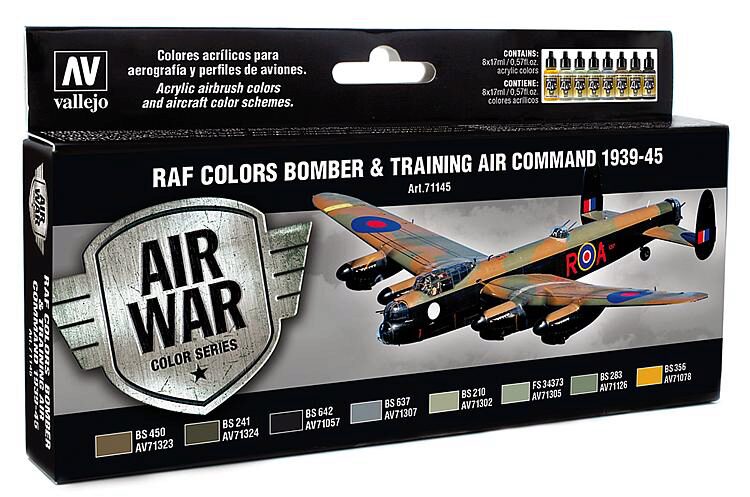 Vallejo 71145 Farb-Set RAF Bomber & Training 1939 - 1945, 8 x 17 ml