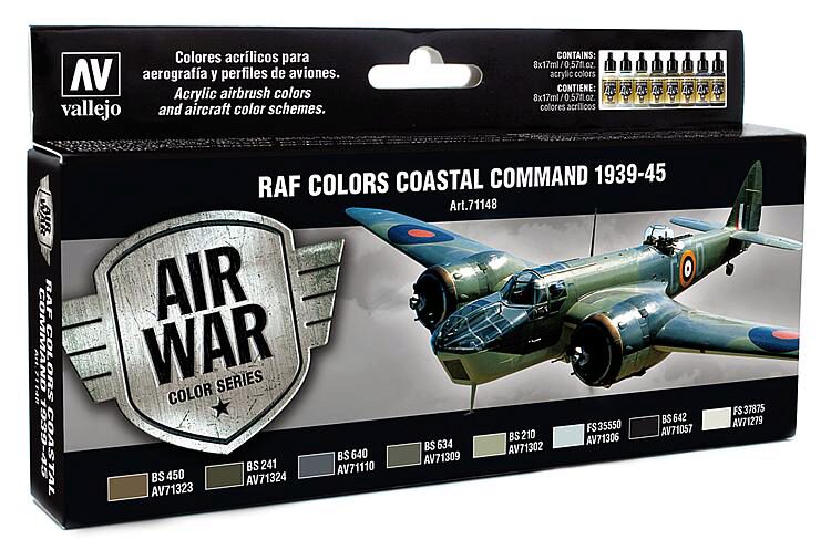Vallejo 71148 Farb-Set RAF Coastal Command 1939 - 1945, 8 x 17 ml