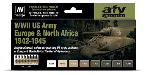 Vallejo 71625 Farb-Set, WWII US Army Europa & Nordafrika, 1942 - 1945
