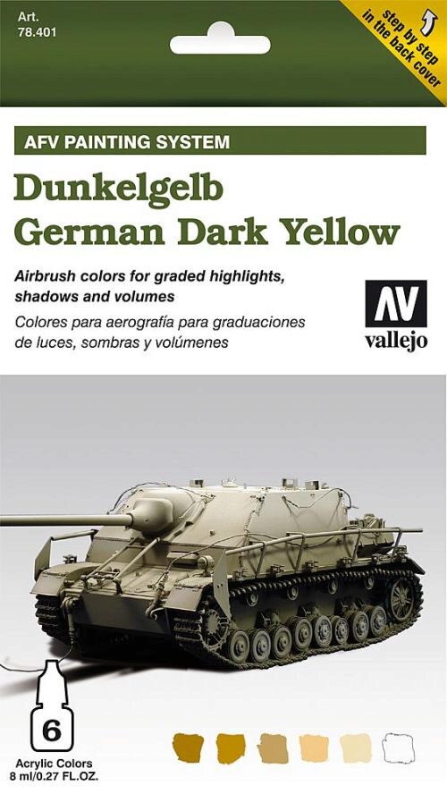 Vallejo 78401 Farb-Set, Deutsch Dunkelgelb, 6 x 8 ml