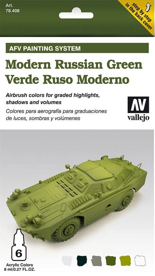 Vallejo 78408 Farb-Set, Modernes russisches Grün, 6 x 8 ml