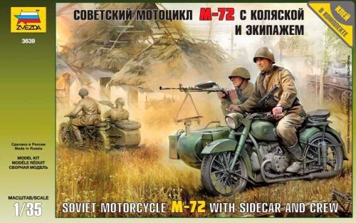 ZVEZDA 3639 Soviet Motorcycle M-72 with Sidecar and Crew