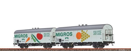Brawa 47611 H0 Kühlwagen Ibs394 „INTERFRIGO - MIGROS” DB, 2er-Set