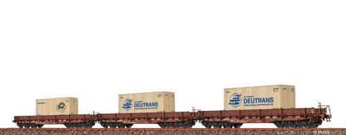 Brawa 50876 H0 Set (3er) Güterwagen Samm DR, Epoche IV, DC (Ladegut Holzkiste 2x Deutrans, 1x Stückgut)