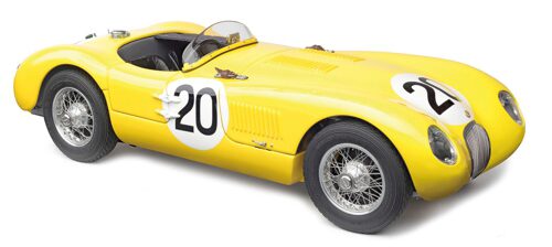 CMC M-194 Jaguar C-Type, 1953 (yellow) 24H France,  Jaguar racing team, #20 Roger Laurent / Charles de Tornaco, Limited Edition 1,000 pcs.