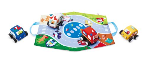 HAPE E0076 Pull-Back Plush Car Set