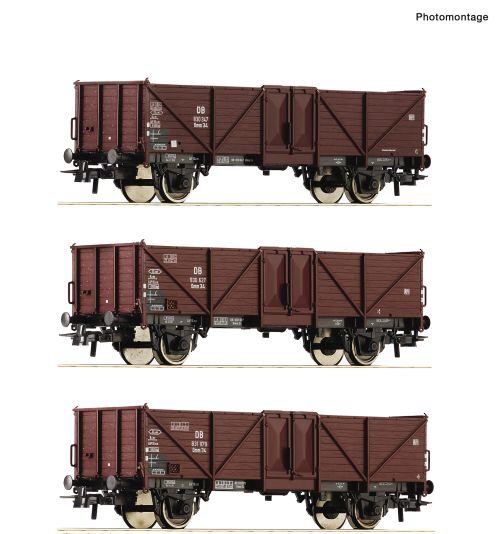 Roco 6600075 3-tlg. Set: Offene Güterwagen, DB