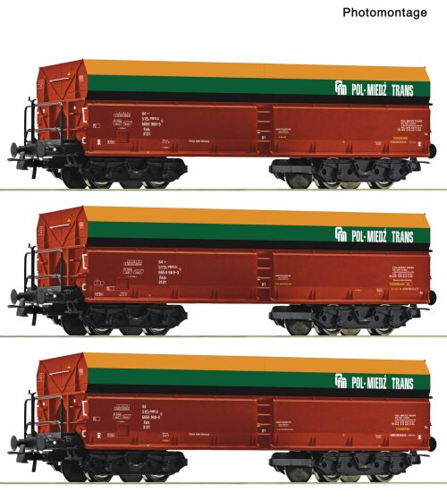 Roco 6600218 3er Set Selbstentladewagen POL-MIEDZ-TRANS