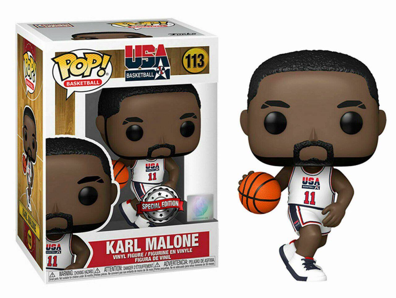 Funko 7.93.529 NBA - POP - Karl Malone 1992/Team USA (white)