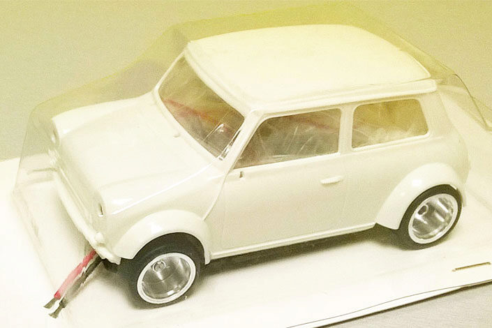 BRM MODEL CARS BRM091-C MINI COOPER "classic wheels" - White Kit - preassembled with aluminum chassis - CAMBER system