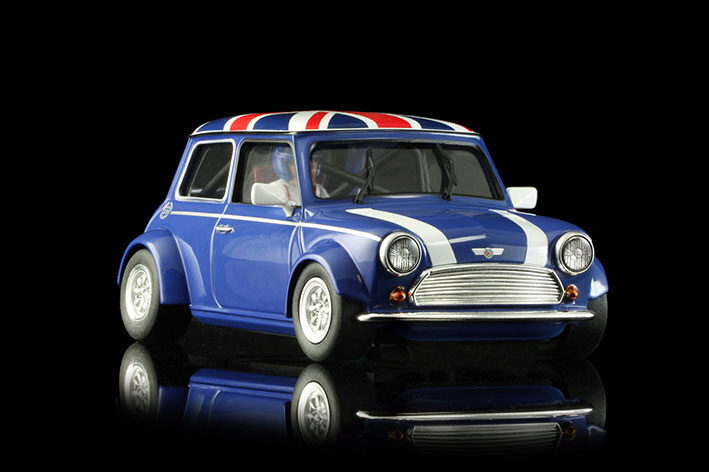 BRM MODEL CARS BRM096-B MINI COOPER - BLUE UNION JACK - assembled with aluminum chassis - CAMBER system