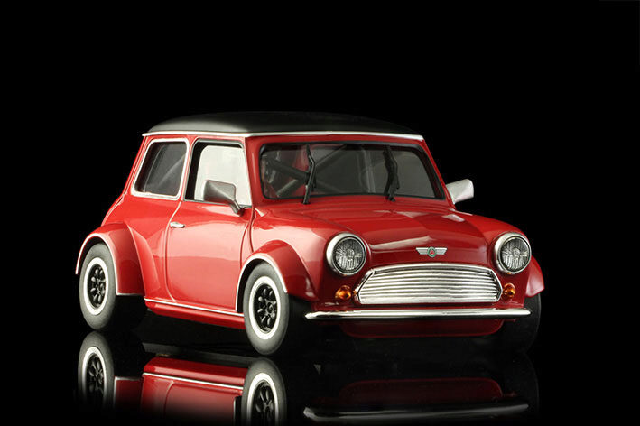 BRM MODEL CARS BRM097 MINI COOPER - RED w/ BLACK ROOF - assembled with aluminum chassis - CAMBER system