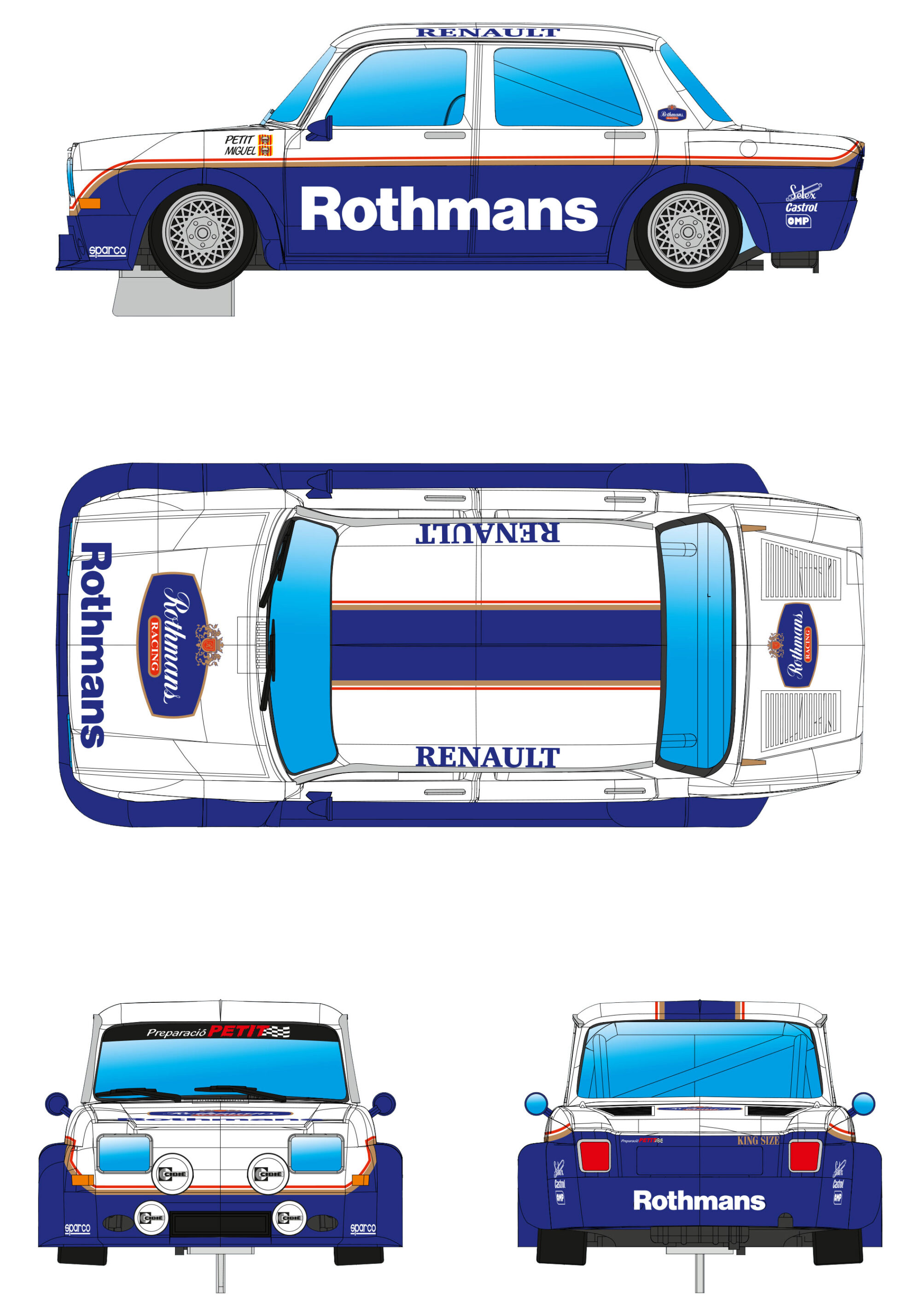 BRM MODEL CARS BRM102 BRM SIMCA 1000 - ROTHMANS edition - new body type with front squared lights - assembled with aluminum chassis CAMBER system