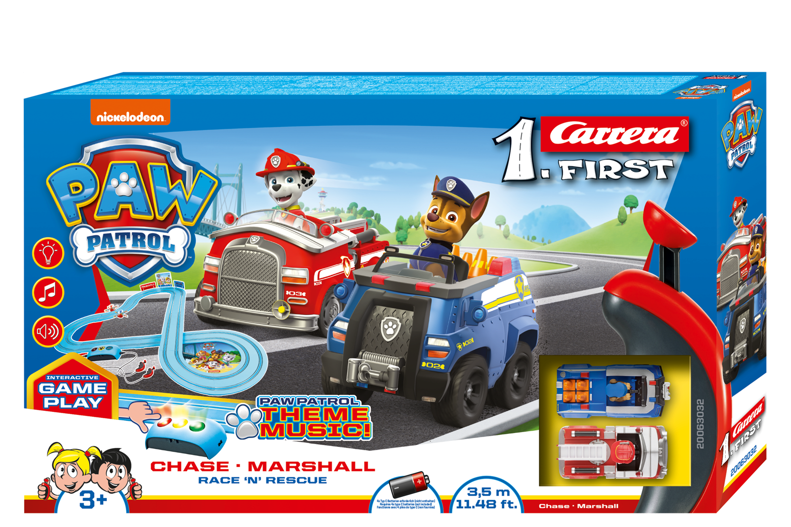 Carrera 63032 FIRST Paw Patrol Race 'n' Rescue 3.5 m - Chase & Marshall