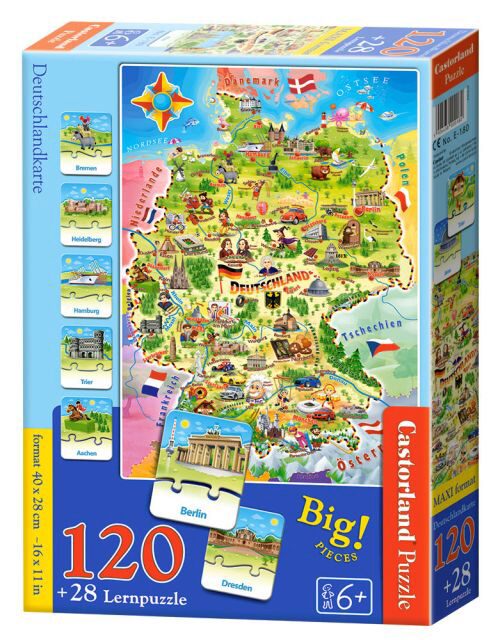 Castorland E-180 Deutschlandkarte, Puzzle 120 +28 Teile