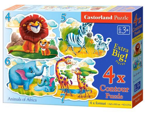 Castorland B-04454-2 Animals of Africa,4 xPuzzle(4+5+6+7)