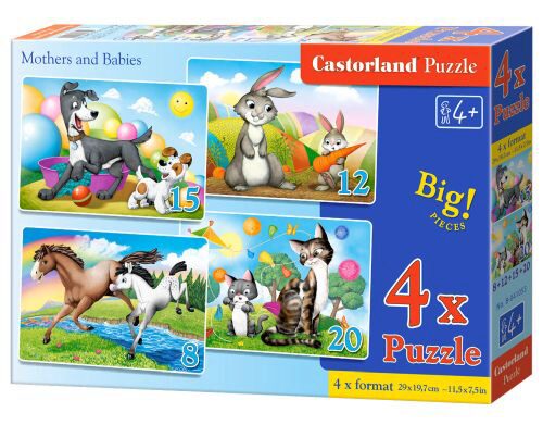 Castorland B-041053 Mothers and Babies,4xPuzzle(8+12+15+20)