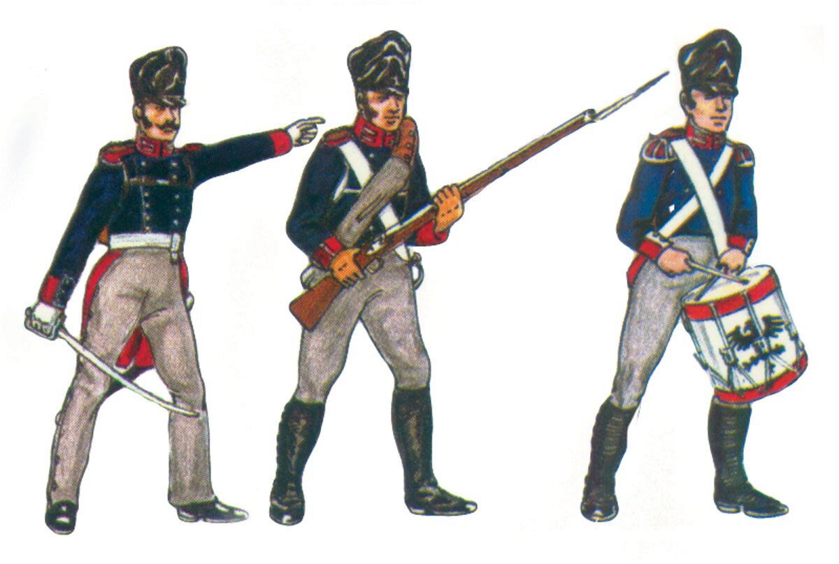Prince August 535 Zinngiessform Napoleon Krieg Garde-Infanterie, Offizier, Trommler, Mann (3 Figuren) Preussen 18. Jh.