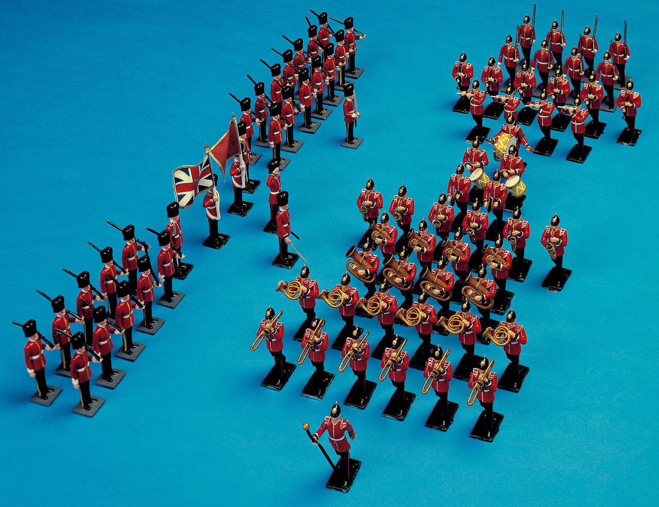 Prince August 802 Zinngiessform Englische Garde-Infanterie: Instrumente für Spielmannszug, Formen die zusammen mit Grundform 800 zu verwenden sind für verschiedene Musikinstrumente der Musiker: Posaune, Zimbel, Horn, Klarinette, Saxophon sowie Zubehör für den Kapellmeister