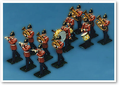 Prince August 803 Zinngiessform Englische Garde-Infanterie: Instrumente für Spielmannszug, Formen die zusammen mit der Grundform 800 zu verwenden sind für verschiedene Musikinstrumente der Musiker: Flöten, grosse und kleine Trommeln und Tuba.(Teil 2) England 