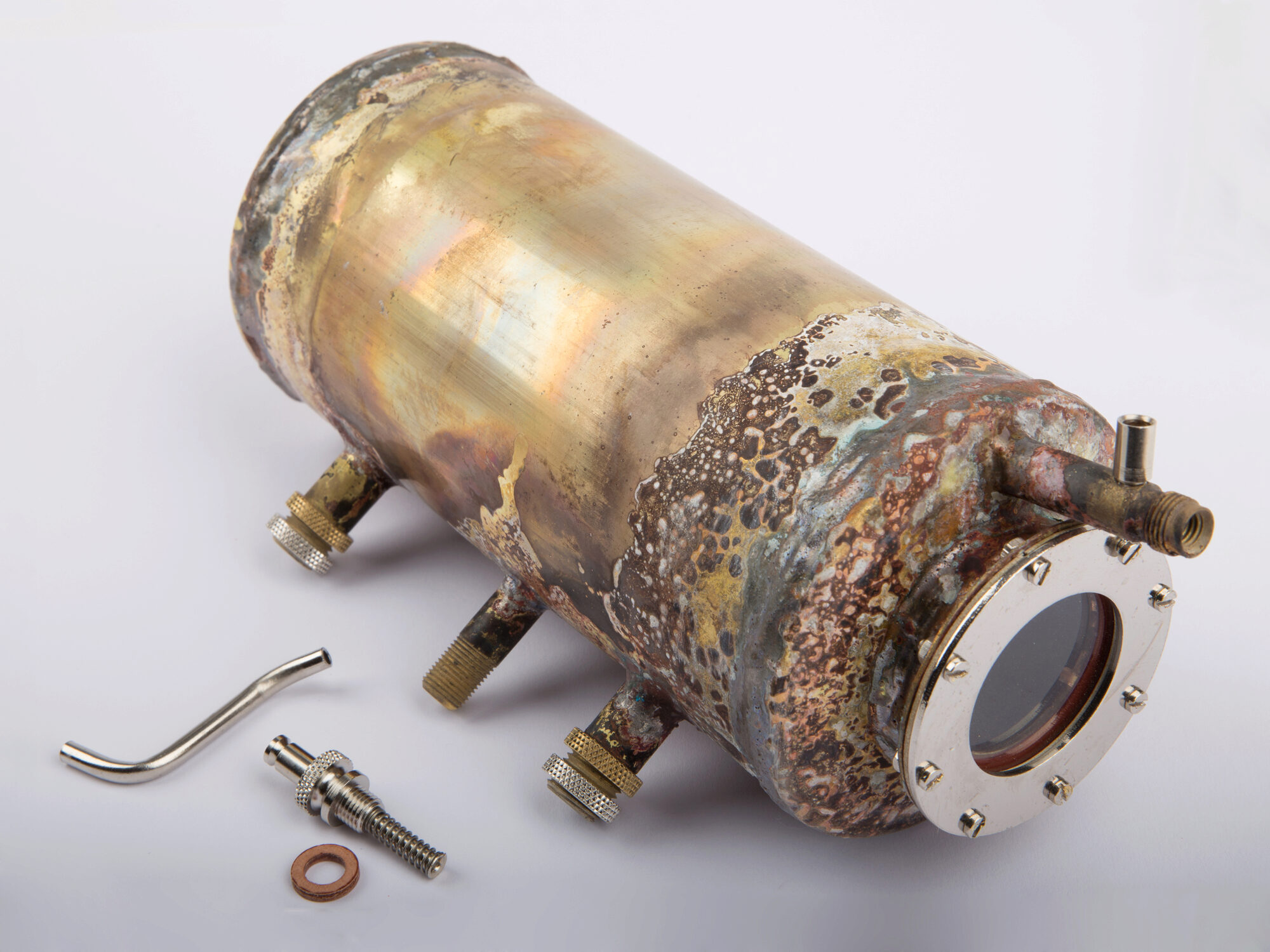 Wilesco 1666 Kessel mit Federsicherheitsventil inkl. Glas, roh, nicht vernickelt und poliert für Typ D 24,242