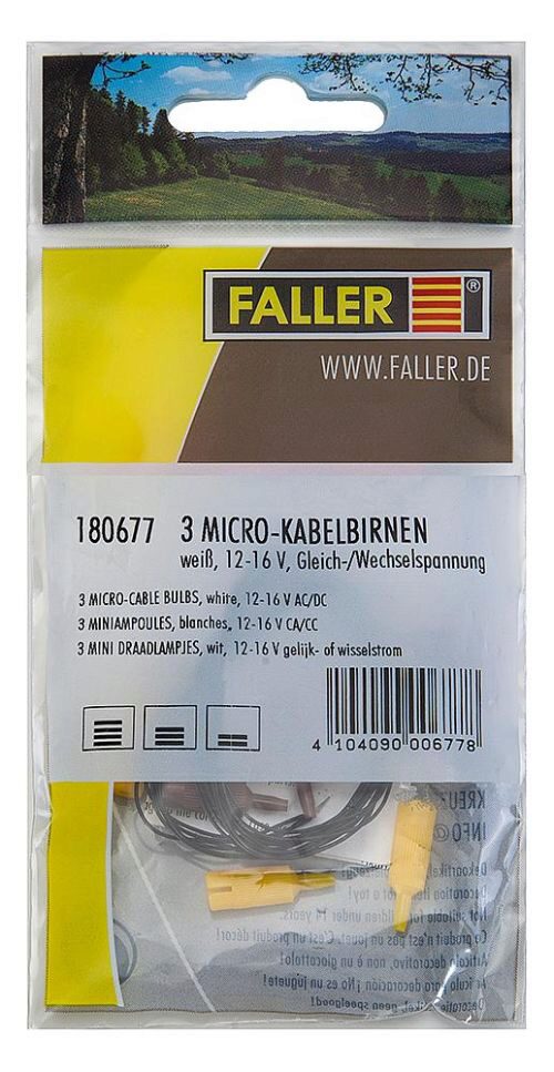 Faller 180677 3 Micro-Kabelbirnen, weiss