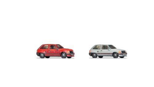 Noch 44602 Opel Corsa A, 2 Stück, rot und weiß, 3D-Master Fahrzeug
