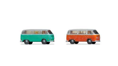 Noch 44604 Volkswagen T2, 2 Stück, grün und orange, , 3D-Master Fahrzeug