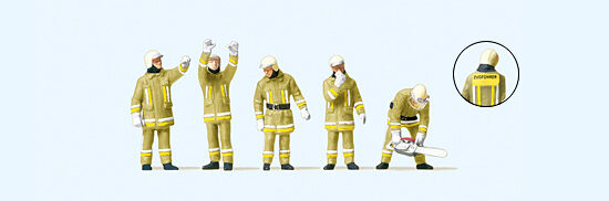 Preiser 10772 Feuerwehrmänner. Uniformfarbe beige, techn. Hilfeleist.