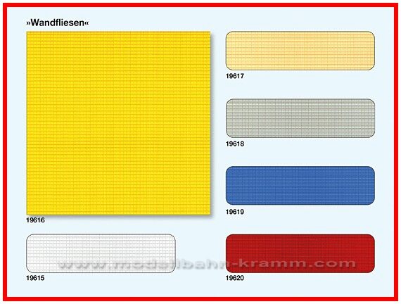 Preiser 19615 Wandfliesen Weiss / 3 Platten 95 x 95mm