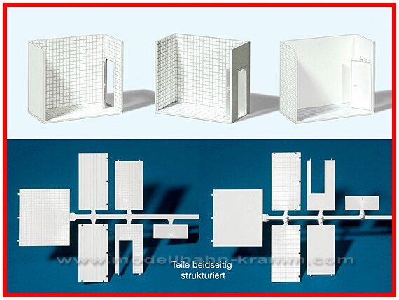 Preiser 19652 Zimmer 3 Satz Wände, Türe und Boden Weiss