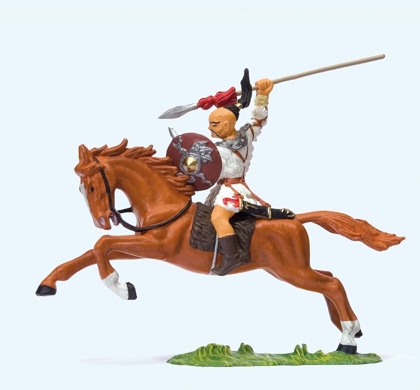 Preiser 50479 Hunne zu Pferd, Speer erhoben