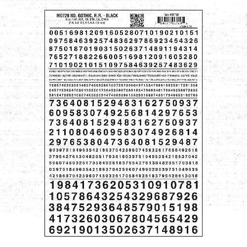 Woodland MG726 gotische Zahlen, schwarz