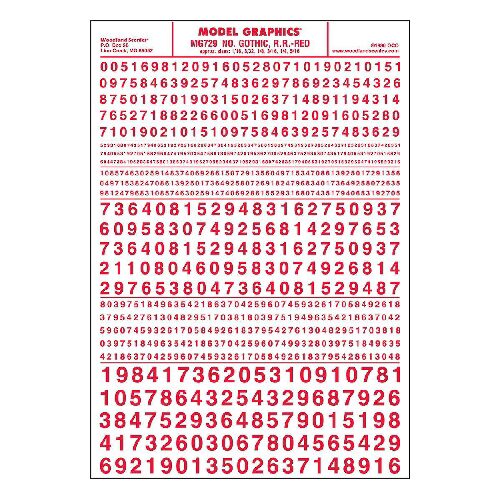 Woodland MG729 gotische Zahlen, rot