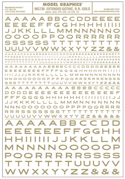 Woodland MG736 Buchstaben- ausgedehnt- gold