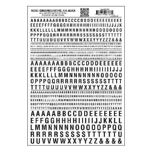 Woodland MG737 Buchstaben, eng, schwarz