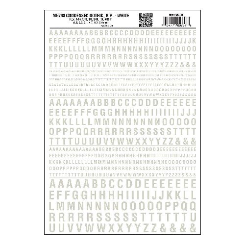 Woodland MG738 Buchstaben, eng, weiss