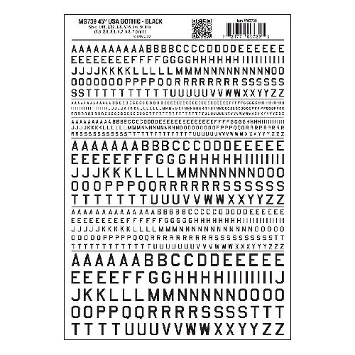 Woodland MG739 Buchstaben, amerikanischer Typ, schwarz