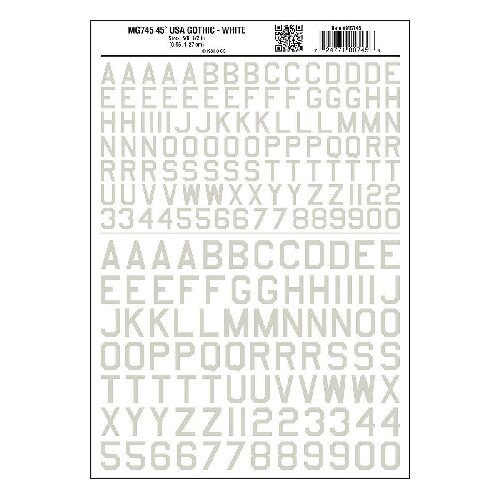 Woodland MG745 Buchstaben & Zahlen  amerikanischer Typ, weiss