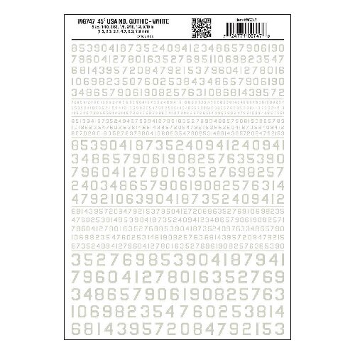 Woodland MG747 Zahlen, amerikanischer Typ, weiss